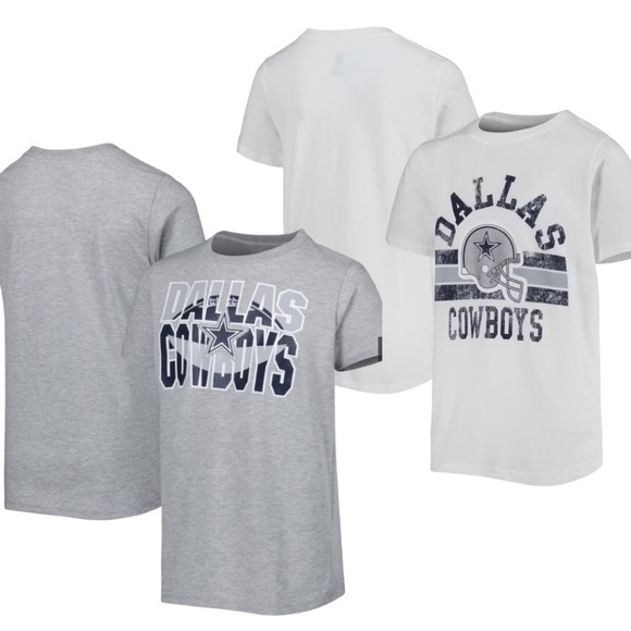 DALLAS Cowboys NFL Licensed T Shirts Youth  2 T-Shirts Bundled a white a gray - Picture 1 of 8